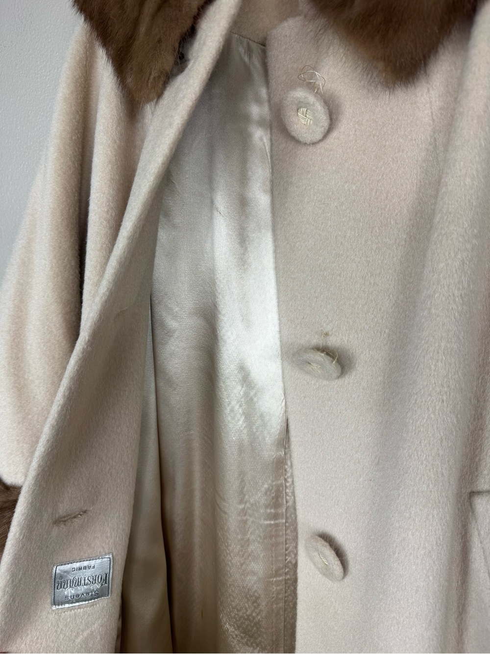 Forstmann tan Wool Penny Lane Coat Real Mink Fur Trim - Picture 12 of 16